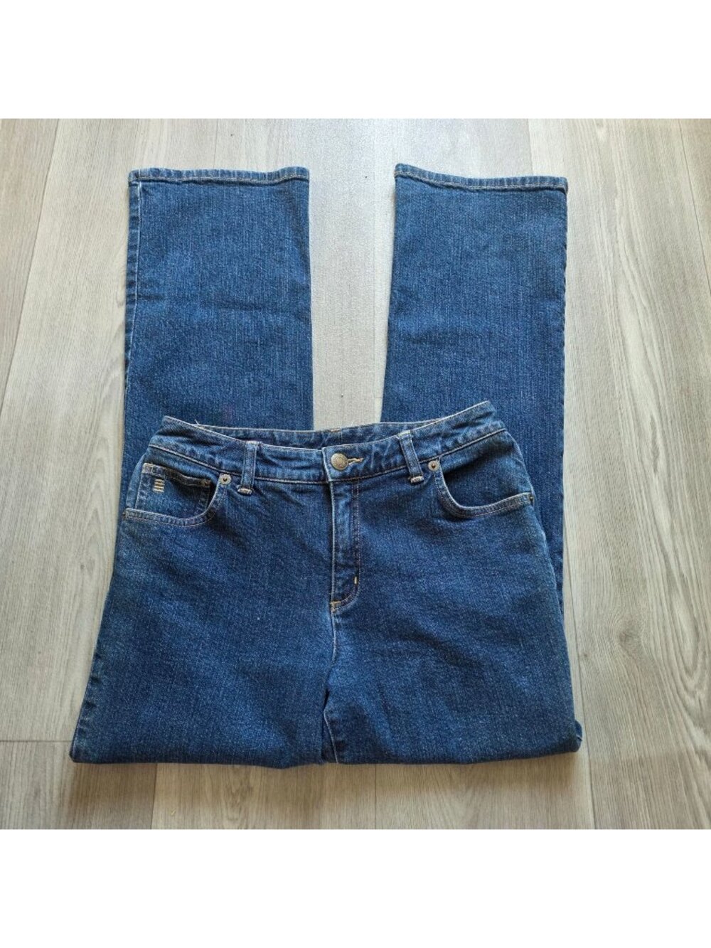 Lands End Womens Blue Denim Straight-Leg Jeans Size 6 Cotton Blend